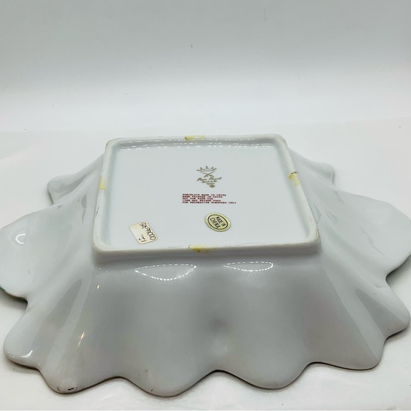 VTG Paris Royal Peint a La Main Porcelain Floral Scalloped Edge Bowl Dish 10”x7” - Picture 7 of 9